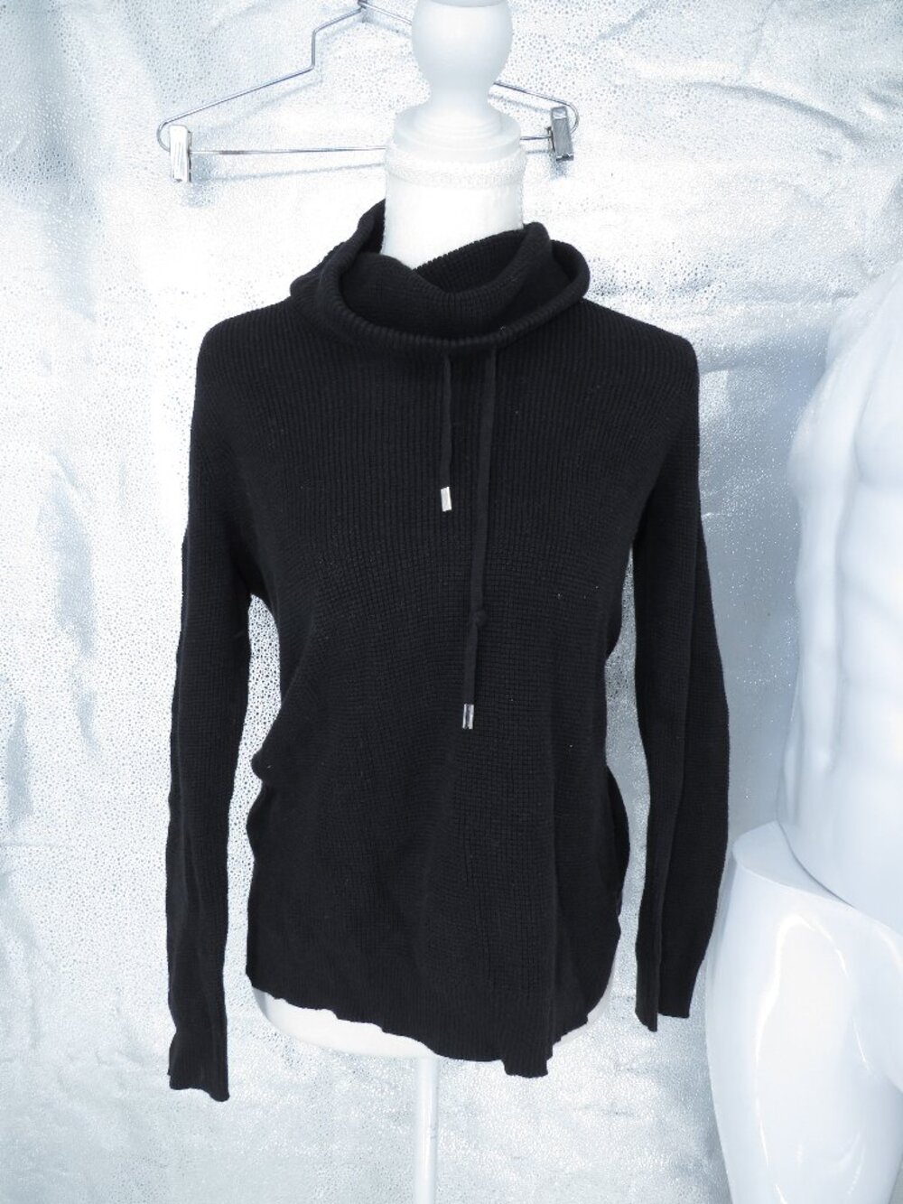 Lauren Ralph Lauren Turtleneck Sweater Black Medium Cotton Ribbed Knit Pullover